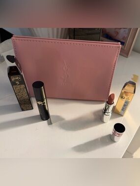 YSL Pink Cosmetic Pouch with  Makeup Pieces (details in description)